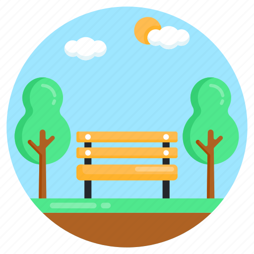 Park, garden bench, seat, outdoor sitting, parkland icon - Download on Iconfinder