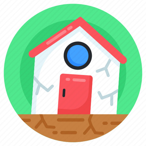 Earthquake, aftershock, disaster, house shaking, house cracking icon - Download on Iconfinder