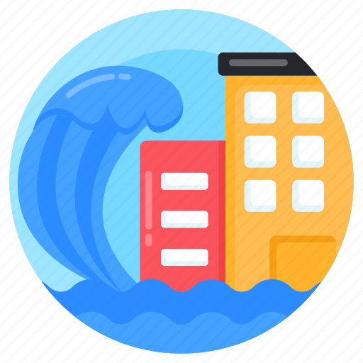 City flood, disaster, catastrophe, water storm, inundation icon - Download on Iconfinder