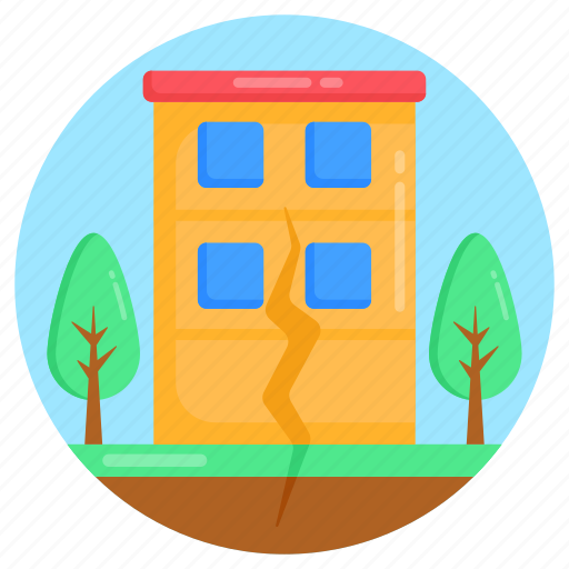 Earthquake, aftershock, disaster, house shaking, house cracking icon - Download on Iconfinder