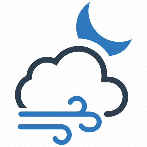Cloud, moon, night, wind icon - Download on Iconfinder