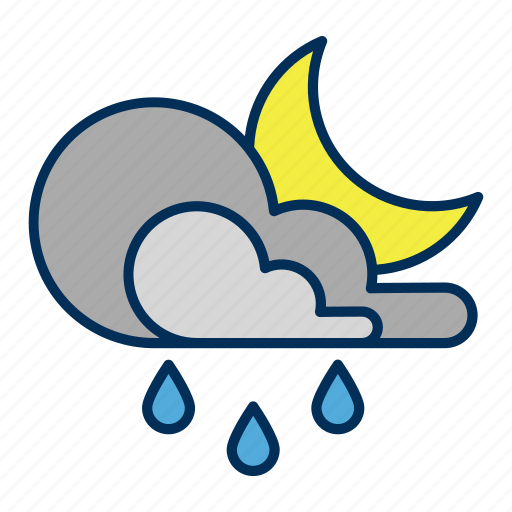 Night, moon, weather, rain, waterdrop, cloud, cloudy icon - Download on Iconfinder