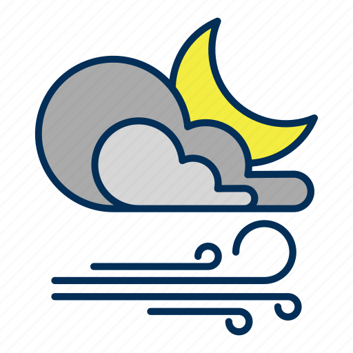Wind, night, moon, cloud, weather icon - Download on Iconfinder