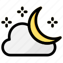 night, moon, weather, cloud
