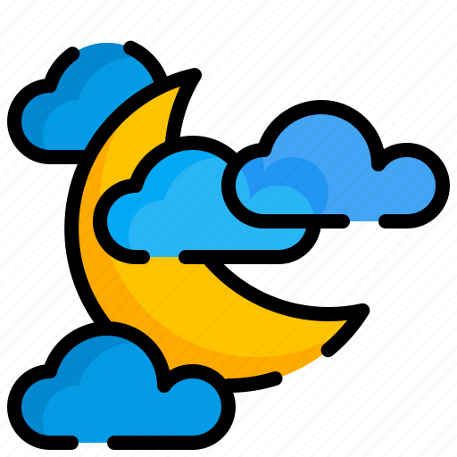 Crescent, moon, sun, weather, rain, cloud icon - Download on Iconfinder