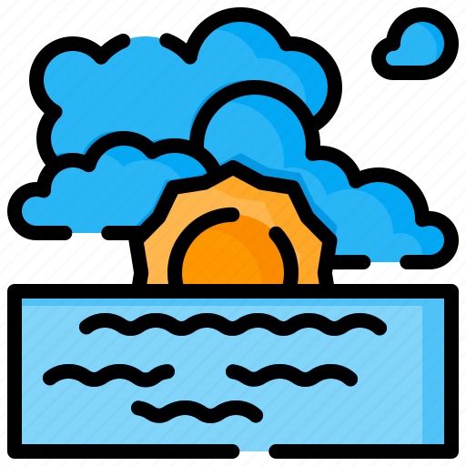 Sunrise, sun, weather, rain, cloud icon - Download on Iconfinder