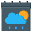 calendar, sun, weather, rain, cloud