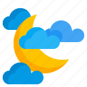 crescent, moon, sun, weather, rain, cloud