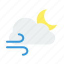 cloud, forecast, moon, night, weather, wind