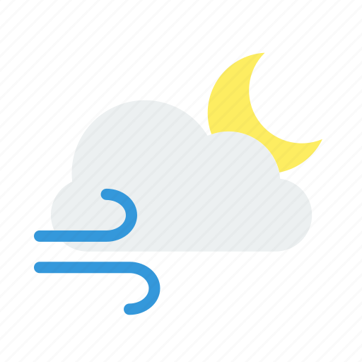 Cloud, forecast, moon, night, weather, wind icon - Download on Iconfinder