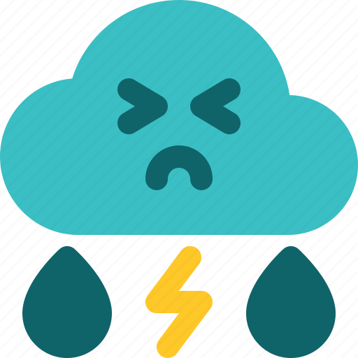 Storm, lightning, rain, overcast, cloud, element, weather icon - Download on Iconfinder