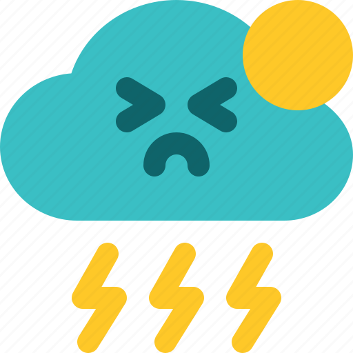 Thunder, sunny, storm, overcast, cloud, element, weather icon - Download on Iconfinder