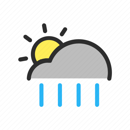 Cloud, filled, forecast, line, rain, sun, weather icon - Download on Iconfinder
