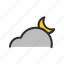 cloud, filled, forecast, line, moon, night, weather 