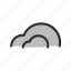 cloud, cloudy, filled, forecast, line, sky, weather 