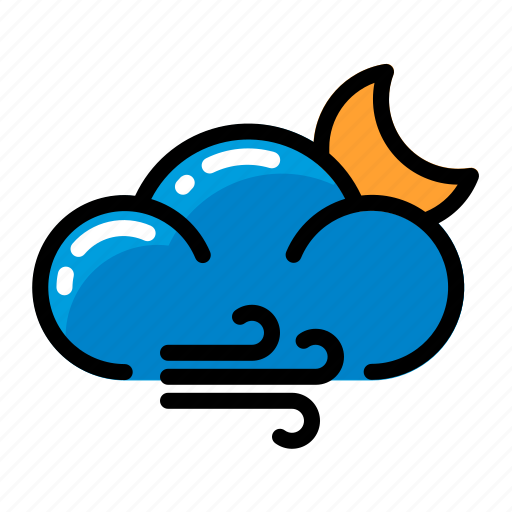 Cloud, moon, wind icon - Download on Iconfinder