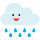 cloud, emoji, emoticon, face, rain, smiley, weather