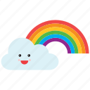cloud, emoji, emoticon, face, rainbow, smiley, weather