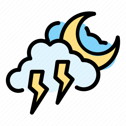 Climate, cloud, forecast, night, sky, thunder, weather icon - Download on Iconfinder