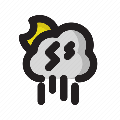 Cloud, heavy, moon, night, rain, storm, weather icon - Download on Iconfinder
