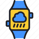 smartwatch, weather, cloud, rain, wristwatch