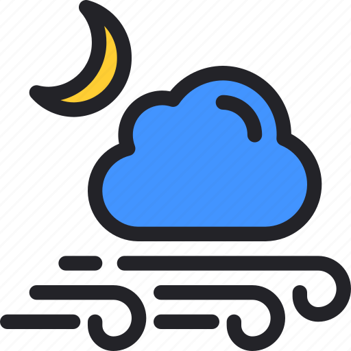 Weather, cloud, crescent, moon, wind, night icon - Download on Iconfinder