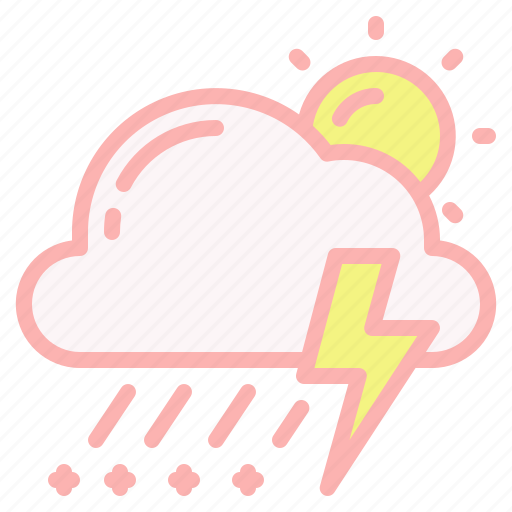 Cloud, day, sleet, storm, sun, thunder, weather icon - Download on Iconfinder