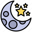 crescent, moon, night, phase, clear, star