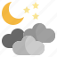 nigth, cloud, moon, weather, star, meteorology, forecast 