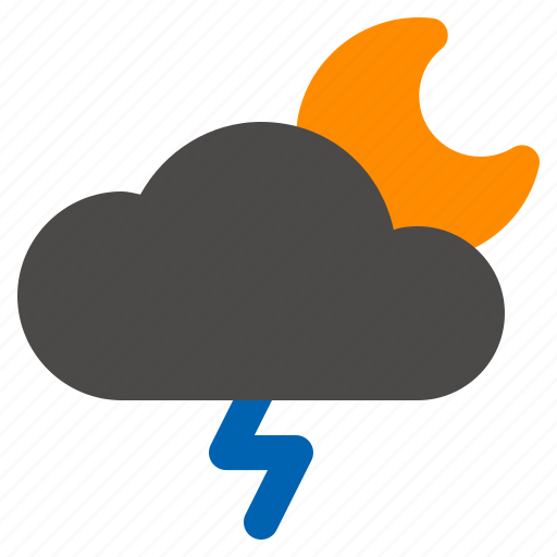 Bad weather, cloud, crescent, lunar, thunder, thunderstorm, weather icon - Download on Iconfinder