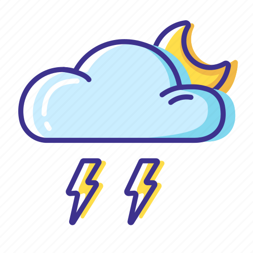 Cloud, moon, thunderstorm, weather icon - Download on Iconfinder