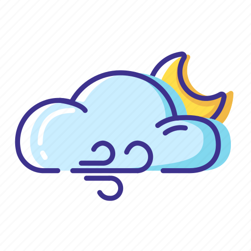 Cloud, moon, weather, wind icon - Download on Iconfinder