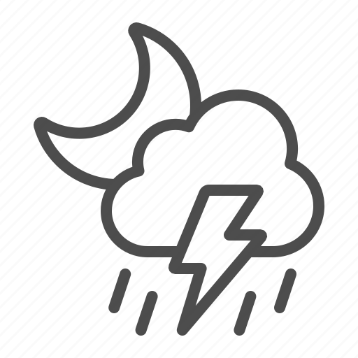 Storm, cloud, lightning, lightning bolt, moon, raining icon - Download on Iconfinder