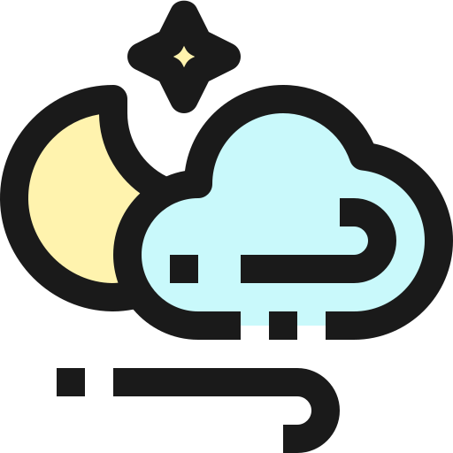 Weather, cloud, night, wind, breeze icon - Free download