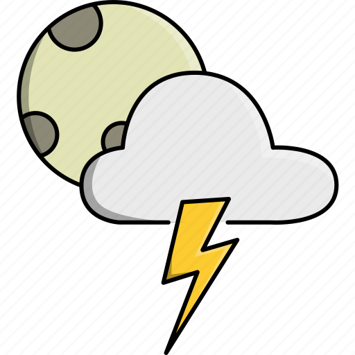 Cloud, moon, night, rainy, storm, thunder, weather icon - Download on Iconfinder
