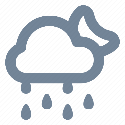 Partly, drizzling, night, drizzle, light rain icon - Download on Iconfinder