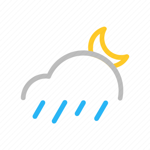 Cloud, color, line, moon, night, rain, weather icon - Download on Iconfinder