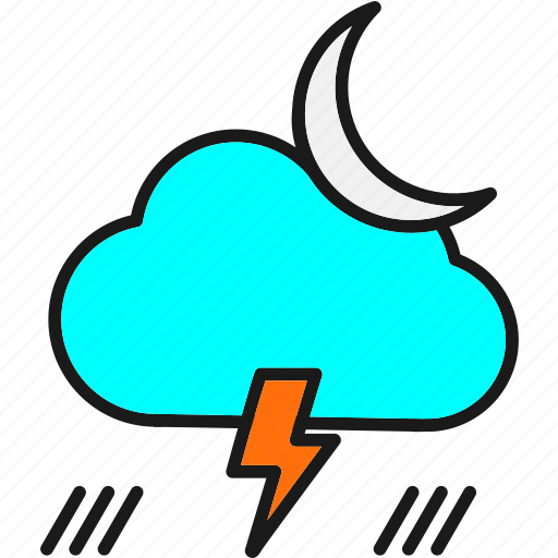 Bolt, cloud, forecast, lightning, moon icon - Download on Iconfinder