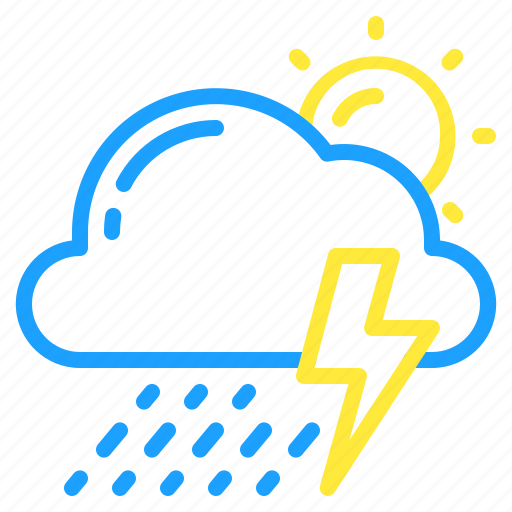 Cloud, day, showers, storm, sun, thunder, weather icon - Download on Iconfinder