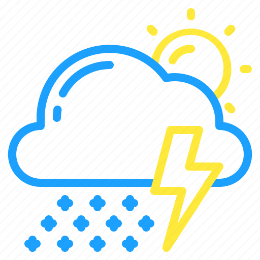 Cloud, day, snow, sun, thunder, thunderstorm, weather icon - Download on Iconfinder