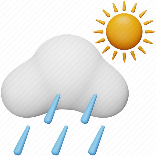 Rain, showers, weather, sun, cloud, forecast, sky 3D illustration - Download on Iconfinder