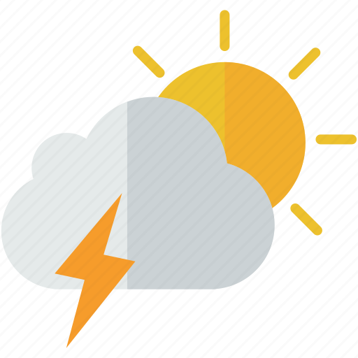 Cloud, forecast, partly, stormy, sun, weather icon - Download on Iconfinder