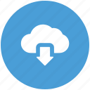 arrow, cloud, cloud network, down, downloading, icloud