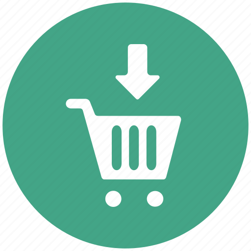 Add to cart, basket, cart, down arrow, shopping cart, shopping trolley, trolley icon - Download on Iconfinder