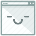 browser, emoticon, smile, website, page
