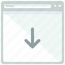 arrow, browser, download, website