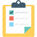 agenda, checklist, clipboard, plan list, schedule