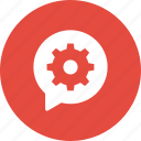 bubble, chat, configuration, gear, message, settings