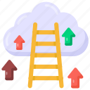 career ladder, cloud achievement, cloud ladder, cloud success, cloud technology 