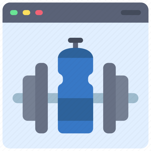 Fitness, browser, webpage, website, bottle, dumbbell icon - Download on Iconfinder